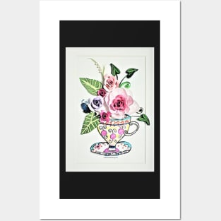 Printed Paper quilling Art/Original Art by Hyunah Yi/Tea cup flower art/Mother/Anniversary/Birthday/gift/daisy flower/kitchen wall art Posters and Art